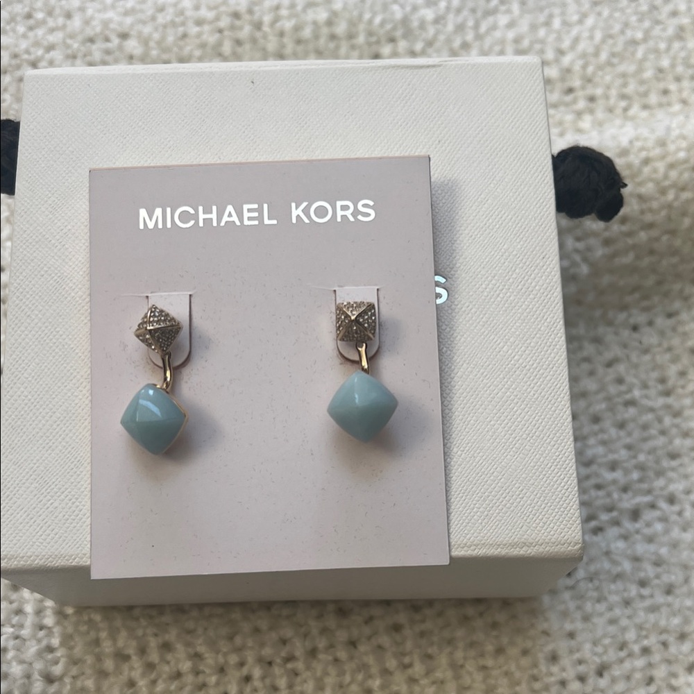 NWOT Michael Kors Gold and Light Blue Earrings
